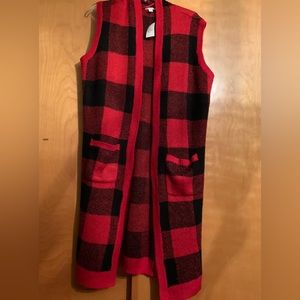 Buffalo plaid sweater.